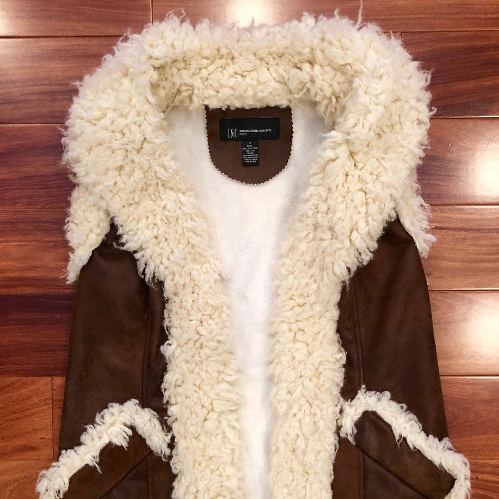 INC SHEARLING AND NUBUCK VEST $188 VALUE HOT!!!!!!